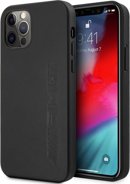 iPhone 12 Pro Max Backcase hoesje - Mercedes-Benz - Effen Zwart - Leer