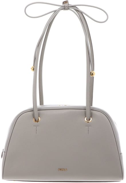 FURLA Leren schoudertas Poppy Dome Shoulder Bag Stone Gray Lichtgrijs