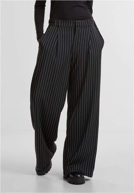 Urban Classics - Pinstripe Wijde broek - Taille, 28 inch - Grijs/Wit