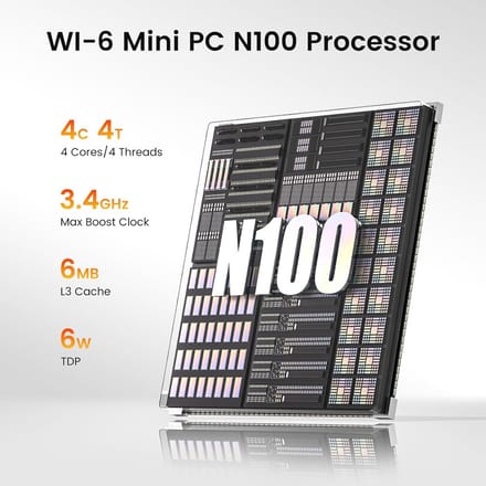 Trycoo Mini PC WI-6 N100 Processor WI-6-16-512