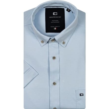 Giordano Overhemd Alfa Short Sleeve Button-Down Licht Blauw / male