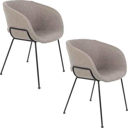 Zuiver Feston Eetkamerstoelen Armleuning Fab Grijs - Set van 2