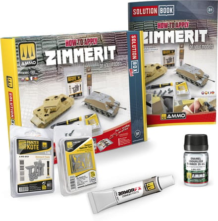 AMMO by Mig Jimenez Modelbouwdecoratie - MIG 7906 Hoe Zimmerit aan te brengen in Schaal - Modelbouw - Mini Solution Box 31 Effecten set
