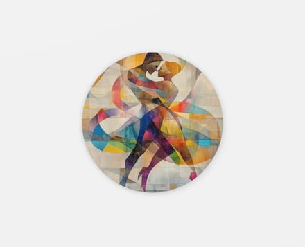 Rond Schilderij - Dans - Moderne Kunst - Muurcirkel op Dibond - Abstracte Wanddecoratie - 60 cm