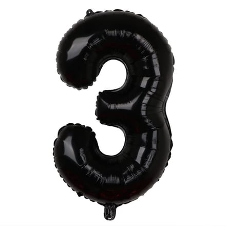 Folieballon / Cijferballon Zwart XL - getal 3 - 82cm