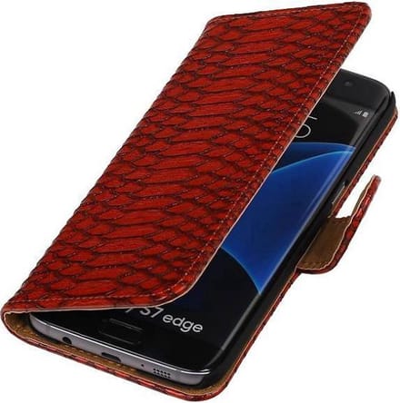 Slang Bookstyle Hoes Geschikt voor Samsung Galaxy S7 Edge G935F Rood