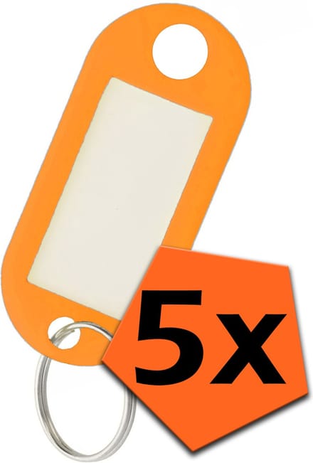 Sleutelhanger Bagagelabel Gekleurde Sleutellabels Sleutelhangers Naamlabel Oranje - 5x