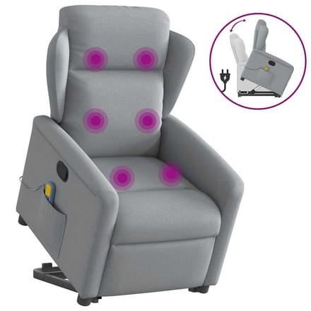 vidaXL - Sta-op-massagestoel - verstelbaar - stof - lichtgrijs