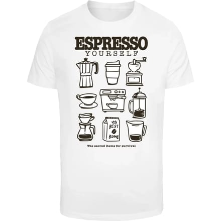 Mister Tee - Espresso Yourself Coffee Heren Tshirt - M - Wit