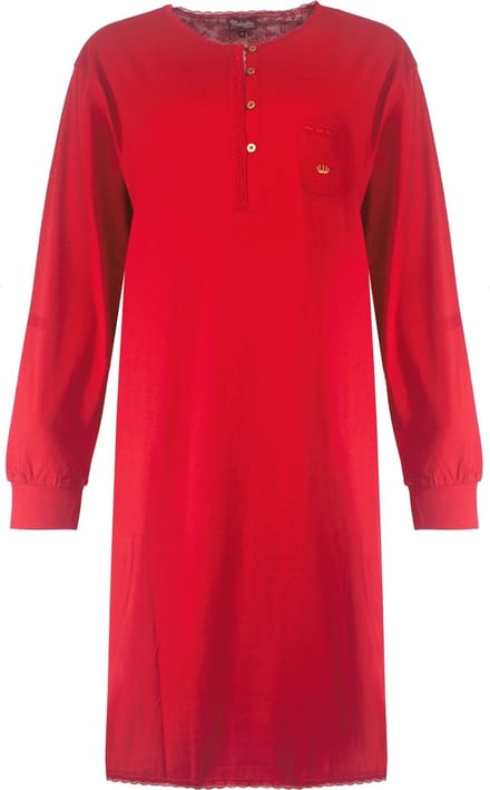 Medaillon Dames Nachthemd - 100% Katoen - Rood - Maat M