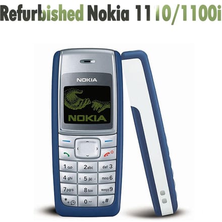 Téléphone Mobile GSM 2G Original Nokia 1110/1110i Reconditionné Débloqué Avec 1 SIM Simple set blanc