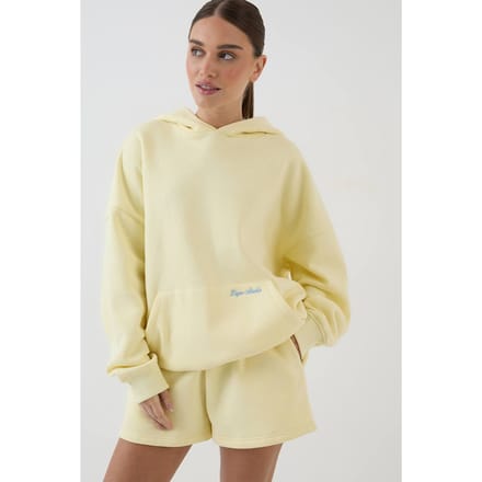 Dames Dsgn Studio Script Geborduurd Trainingspak Met Capuchon En Korte Broek | Lemon | Maat: 3XL