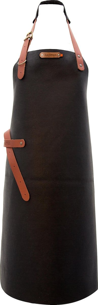 Xapron luxe leren (BBQ) schort Kansas - kleur Black (zwart)