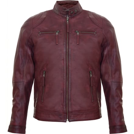 Leren biker racejack met rits