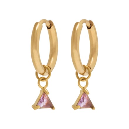 Essenza Purple Triangle Stone Earrings Gold