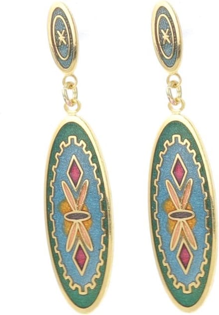 Behave - Oorhangers dames - blauw en groen - 4,8 cm