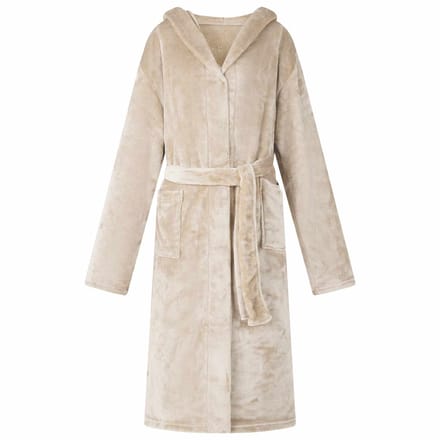 vidaXL Badjas Hoodie Beige L Flanel