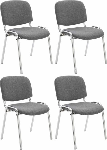 CLP Ken Set van 4 stoelen - Chroom - Stof grijs