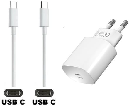 OneOne 25W super snellader + 1,5m sterke OneOne USB C naar C kabel. PD lader. Universele oplader adapter