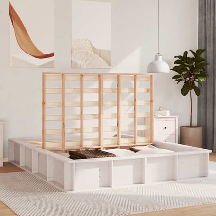 vidaXL - Bedframe - Wit - 160 - x - 200 - cm - Massief - grenenhout