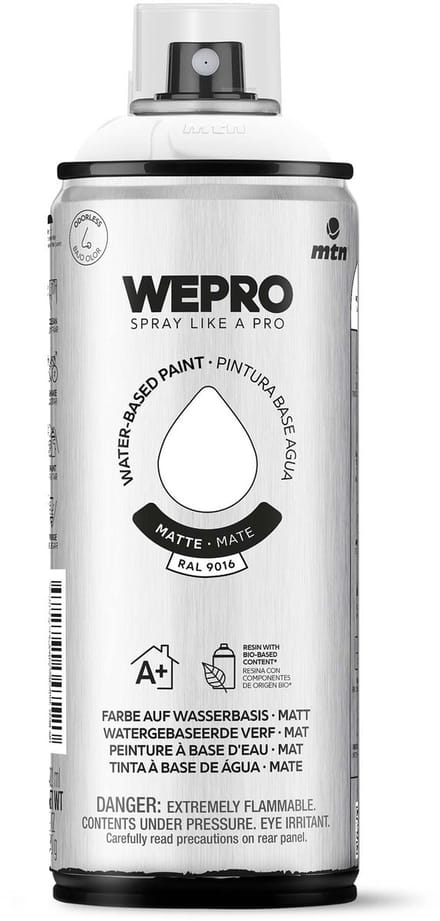 Spuitbus Ral 9016 Wit Mat MTN WEPRO WATER-BASED PAINT 400ML