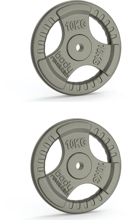 Gietijzeren halterschijven - grijs - 2x10 kg - 1 inch tri-grip