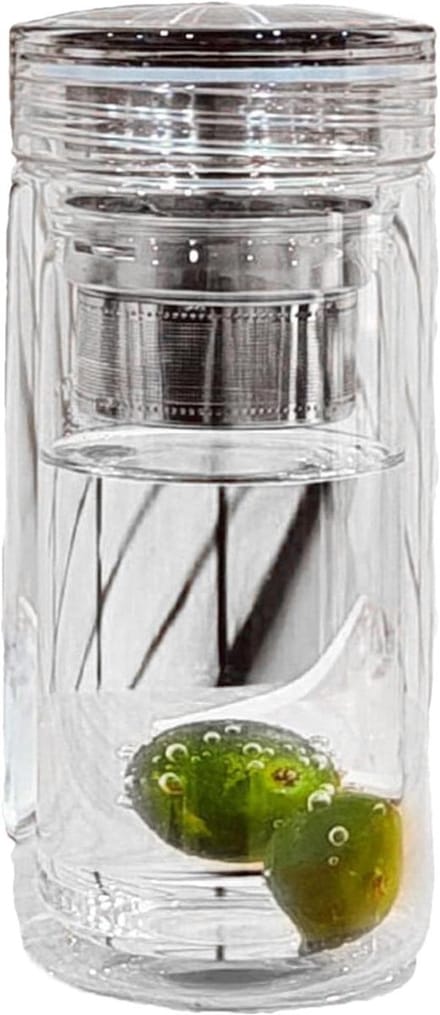 Thee mok - Infuser beker - Thuis serveren - Dubbelwandig glas - Grote capaciteit - Transparant