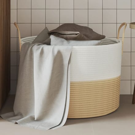 vidaXL - Opbergmand - Ø - 51x33 - cm - katoen - beige - en - wit