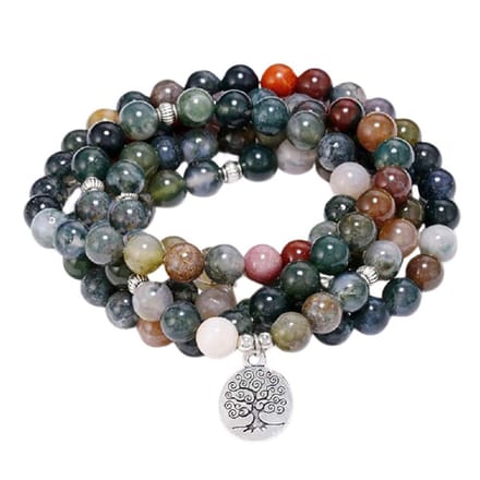 Marama - Mala Ketting Agaat - Tree of Life - edelstenen - elastisch - ook draagbaar als wikkelarmband - damesketting