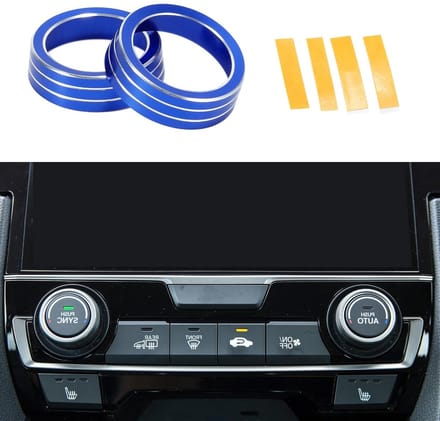 Klimaatverwarming Schakelaar - Knop Cover Ring - Interieur Auto - Aangepaste Pasvorm - 2 Stuks - Blauw