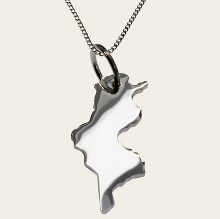Zilveren Landkaart Tunesië ketting hanger