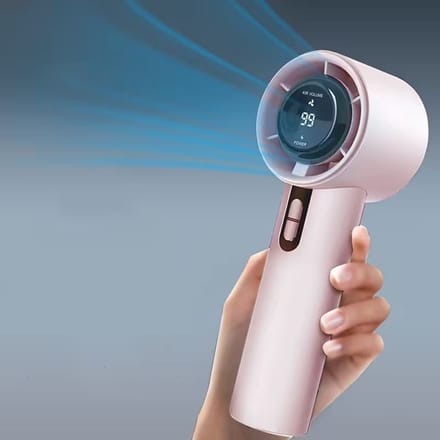 Draagbare handventilator met digitaal display – USB-oplaadbare koelventilator voor buiten, reis en bureau
