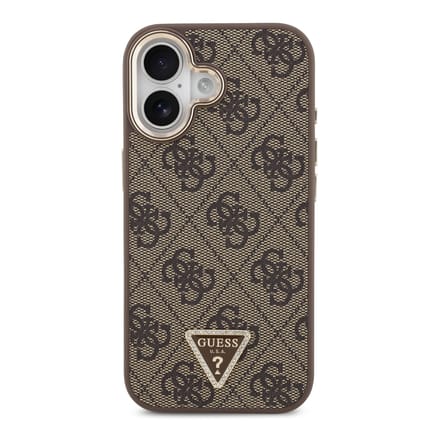 Guess Classic Triangle Logo Leather Backcover met MagSafe voor de Apple iPhone 17 - Bruin