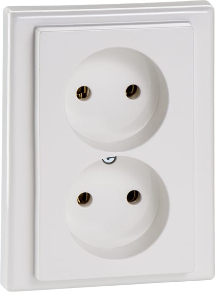 Dubbel stopcontact - Inbouw - 2V - Verticaal - Polarwit - M-Smart - Schneider Electric - 214619