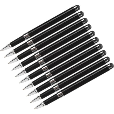 10 stuks Stylus 2-in-1 Capacitief Touchscreen Metalen Balpennen Computeraccessoires zwart