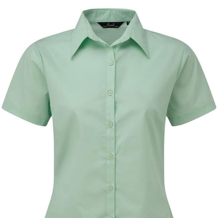 Premier Popeline blouse met korte mouwen / Gewoon werkoverhemd (Aqua)