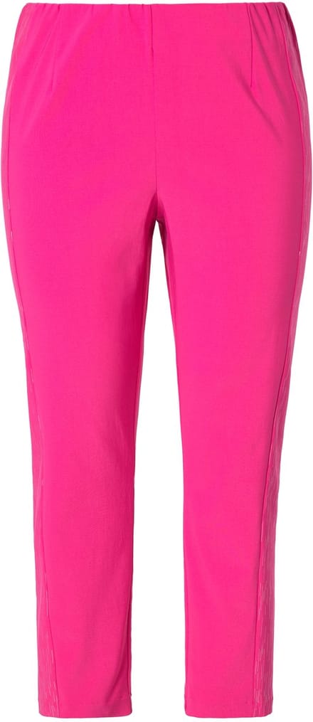 MIAMODA - Dames - Bengaline broek elastische Slim Fit metallic print - Hibiscusrood - Maat 52