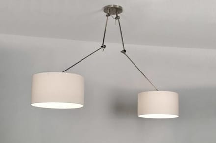 Lumidora Hanglamp 30098 - BROOKLYN - 2 Lichts - E27 - Wit - Textiel