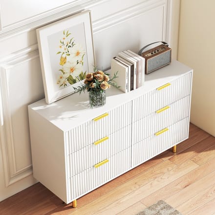 Kommode Met 6 Lades Modern Design Voor Slaapkamer Woonkamer En Hal MDF Wit 120x40x72 Cm