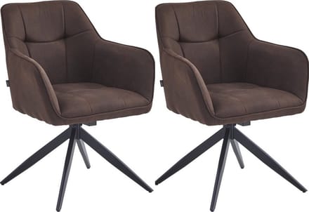 Colenis® - Lungo Eetkamerstoel - Set Van 2 - Bruin - Microfiber Stof - Microvezel - Industrieel - 180°