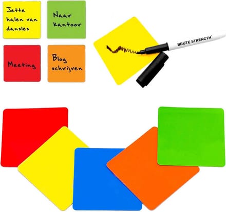 Whiteboard  Scrum Magneten met stift  -75 stuks - Mix - 5 kleuren - 7,5 x 7,5cm - Post it notes voor Magneetbord en Koelkast