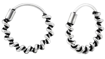 Joy|S - Zilveren Bali oorringen - 12 mm - geoxideerd - t34