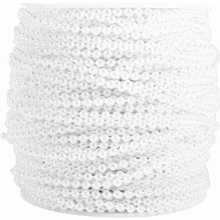 50M Rol 3mm Vislijn Parel String Kralen Ketting Guirlande Bruiloftsdecoratie Tafelstukken Wit wit