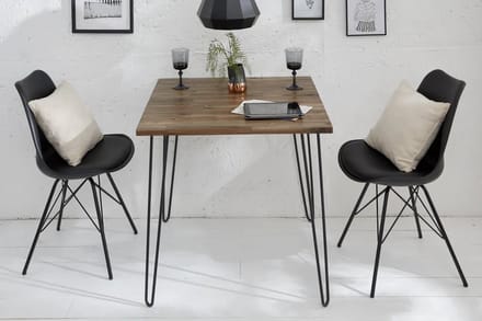 Retro vierkant eettafel 80x80 cm SCORPION Acacia bruin verweerde haarspeldpoten
