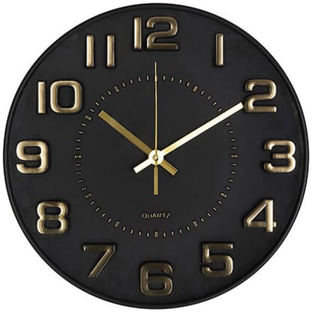 Atmosphera Doris Klok - zwart / goud - 30 cm - wandklok modern