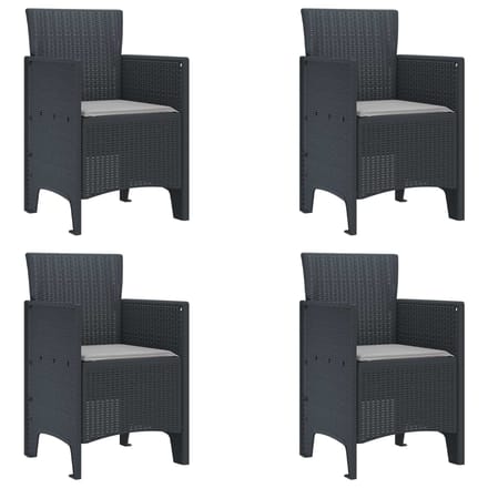 vidaXL Tuinstoel 4 pcs Antraciet 53 x 49 x 85 cm Polypropyleen