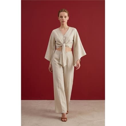 Katoenen Co-ord Set met Strikdetail