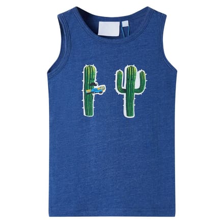 T-shirt sans manches enfant, Bleu marine chiné, 104