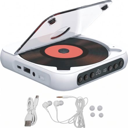 Somstyle Draagbare CD Speler met Bluetooth - EA100 - 3.5 MM Aux - Discman - CD / CD-R / CD-RW - MP3 - Wit