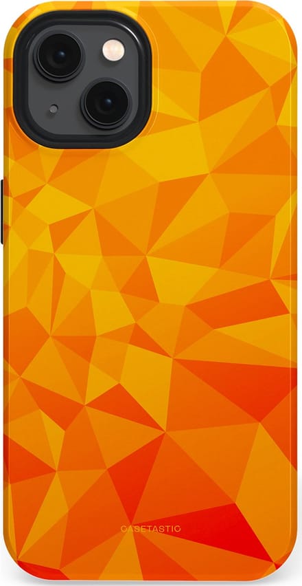 Casetastic hoesje geschikt voor Apple iPhone 13 - MagSafe - Dubbellaagse bescherming - Citrus Polygoon - Fashion Case - Oranje Okergeel